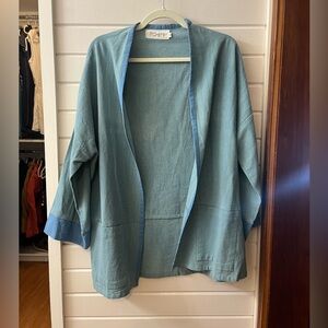 Po-em Spring Jacket / Cardigan slubby cotton size L handmade hand dyed